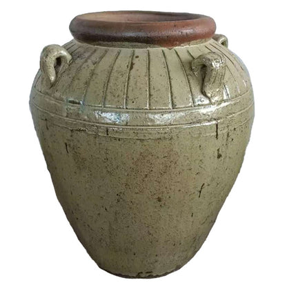 Lisie Natural Blue Ceramic Jar Pot Low PTMD