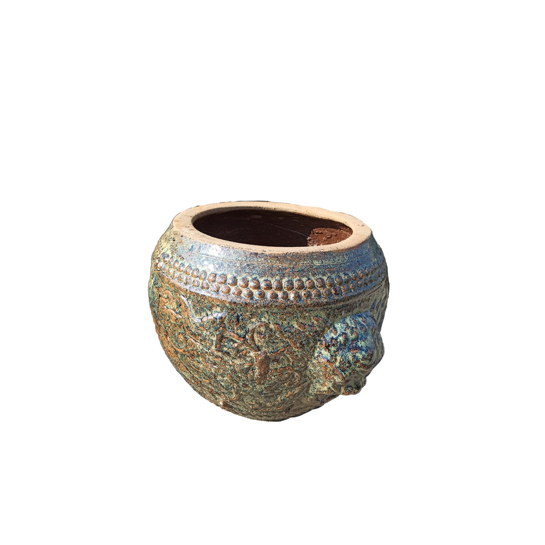 Pot Lisie Naturel Blauw Keramiek Dragon Patroon PTMD