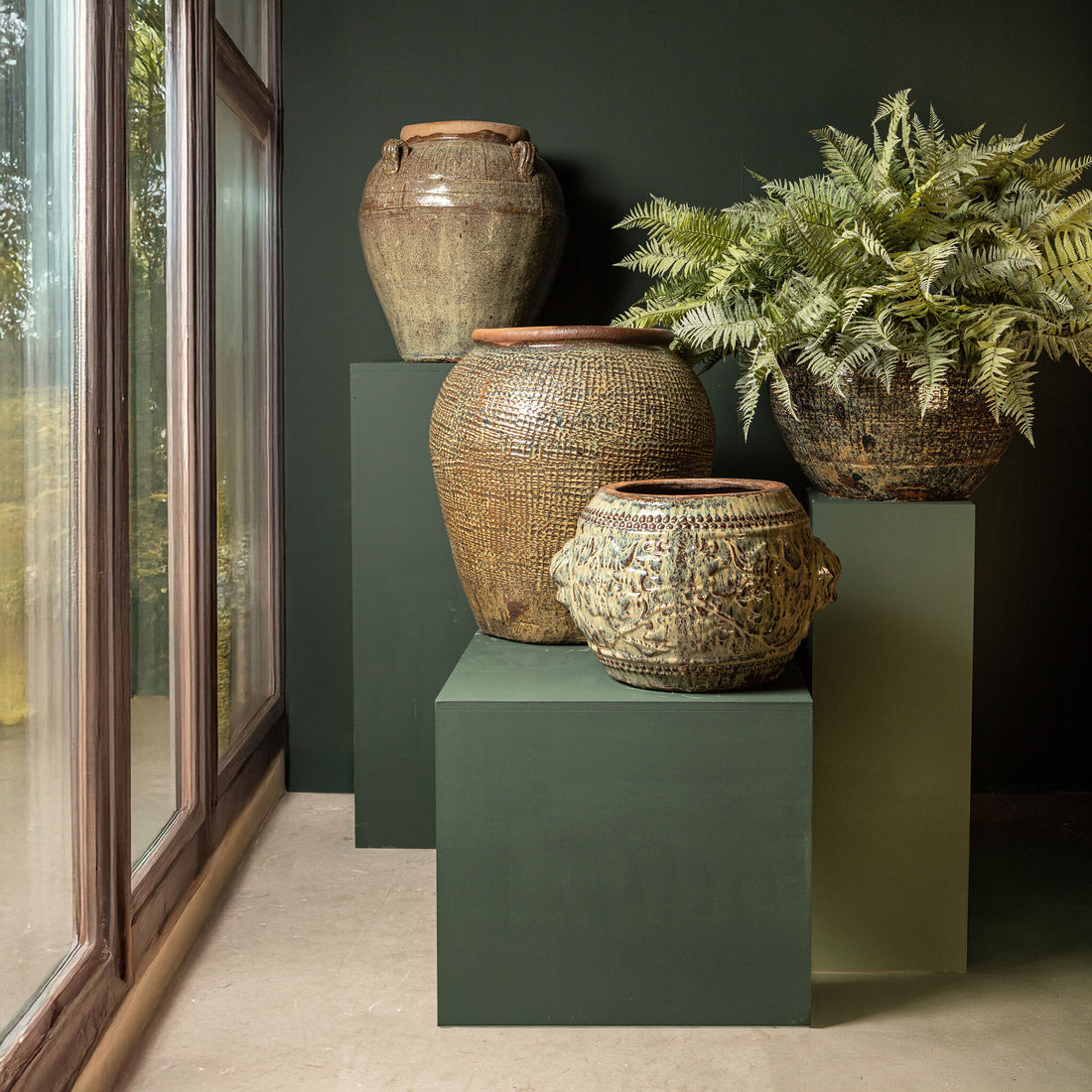 Pot Lisie Naturel Blauw Keramiek Dragon Patroon PTMD