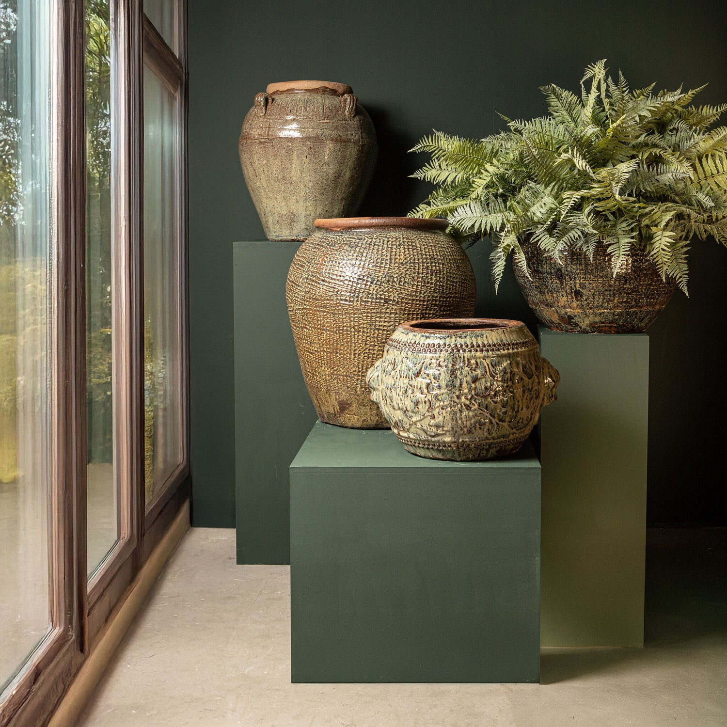 Pot Lisie Naturel Blauw Keramiek Dragon Patroon PTMD