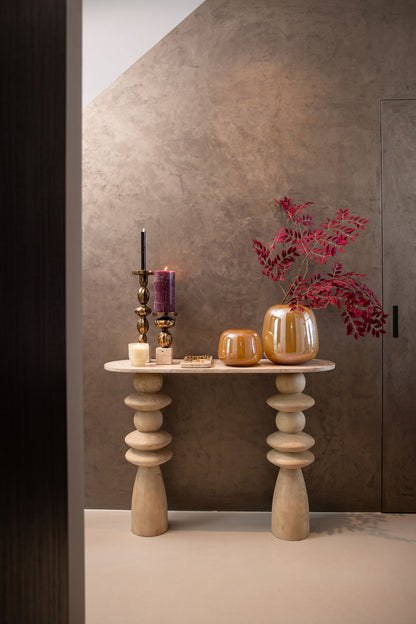 Sidetable Callain Natural Mango Wood  Marble Ovaal PTMD