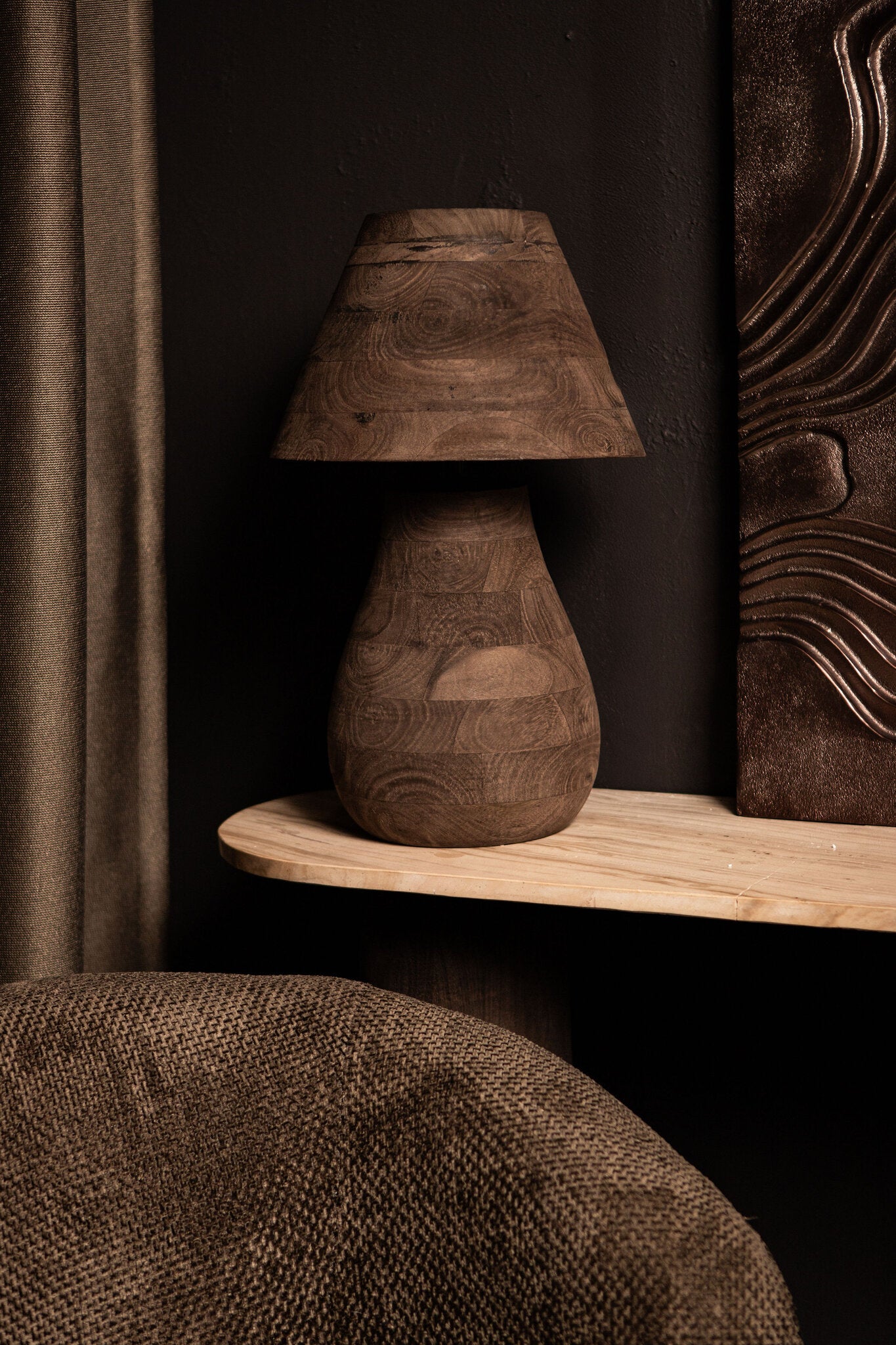 Tafellamp Peake Bruin Mangohout Small PTMD