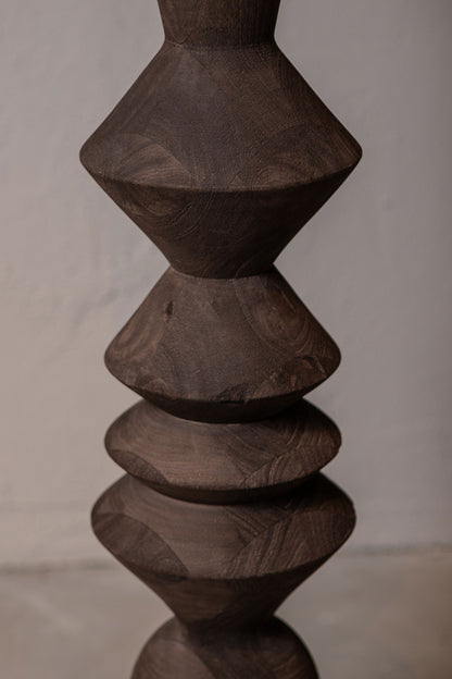 Vloerlamp Elaine Bruin Mango Hout Rond Base H130cm PTMD