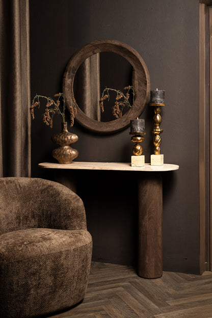Noam Brown Mango Wood Round Mirror S Dia 70cm x 5cm PTMD