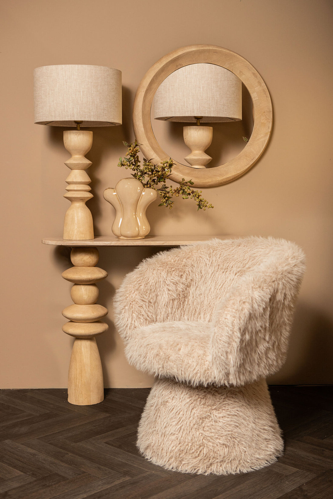 Noam Natural Mango Wood Round Mirror S Dia 70cmx5cm PTMD