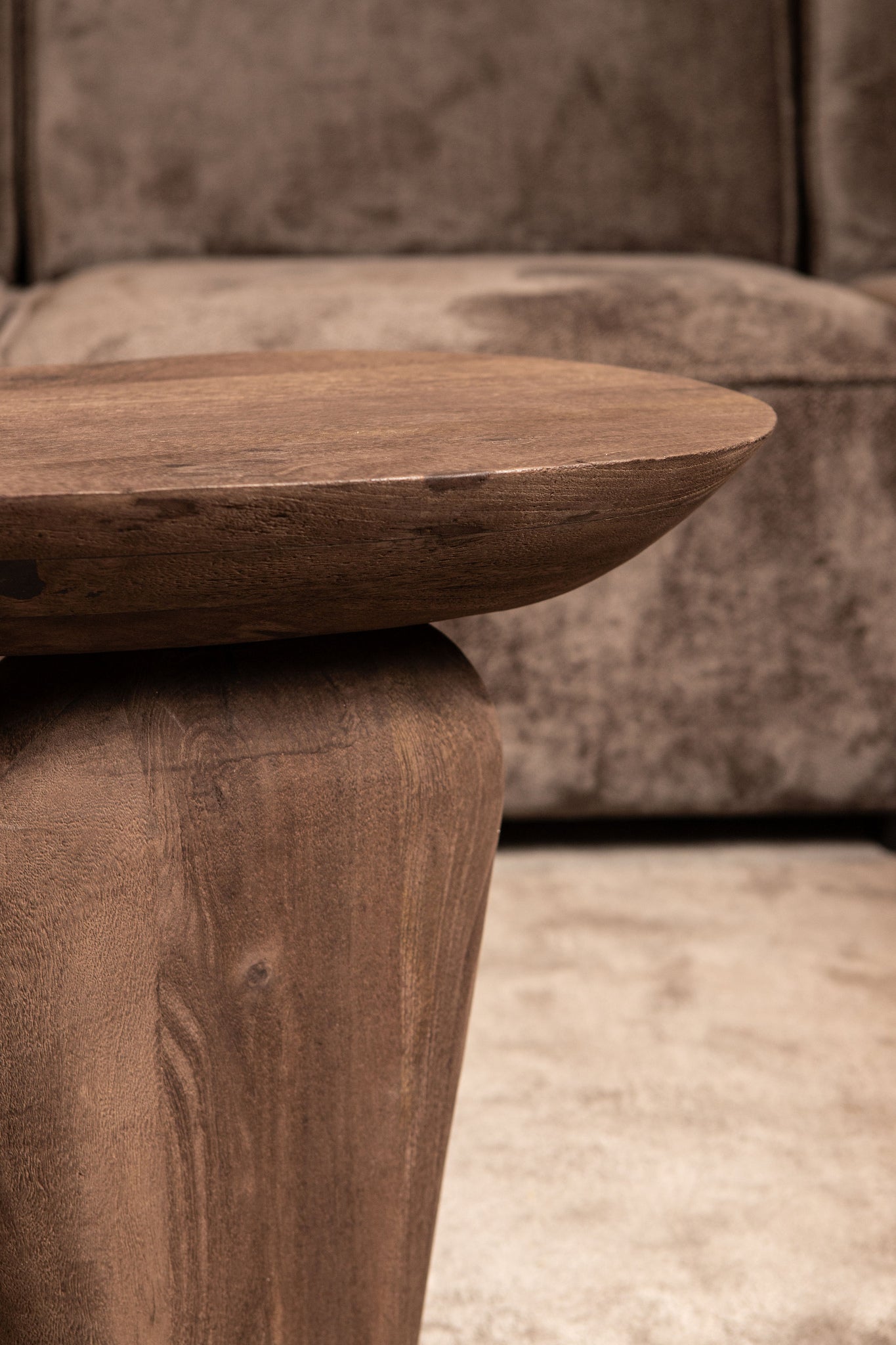Harshad Brown Mango Wood Side Table Organic PTMD