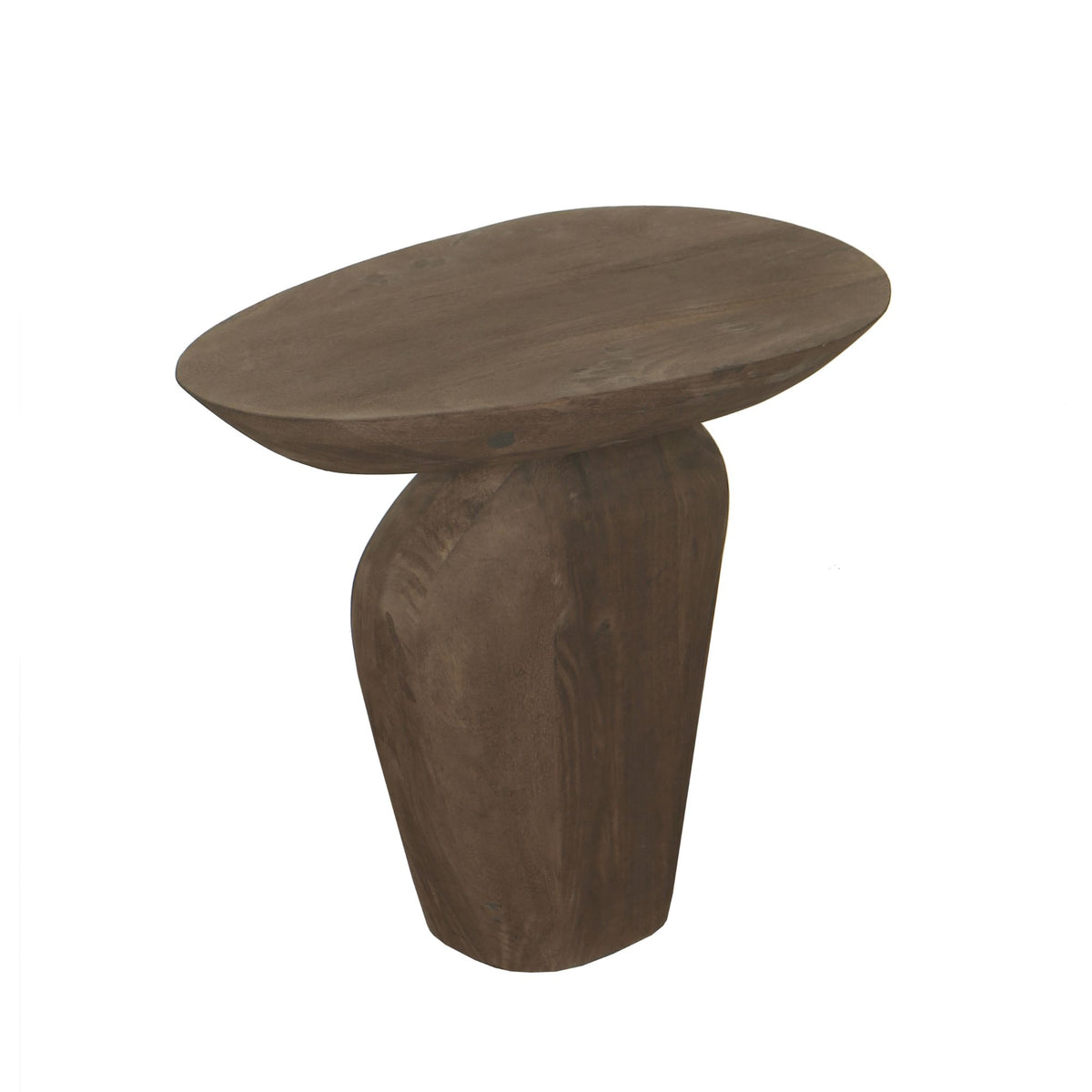 Harshad Brown Mango Wood Side Table Organic PTMD
