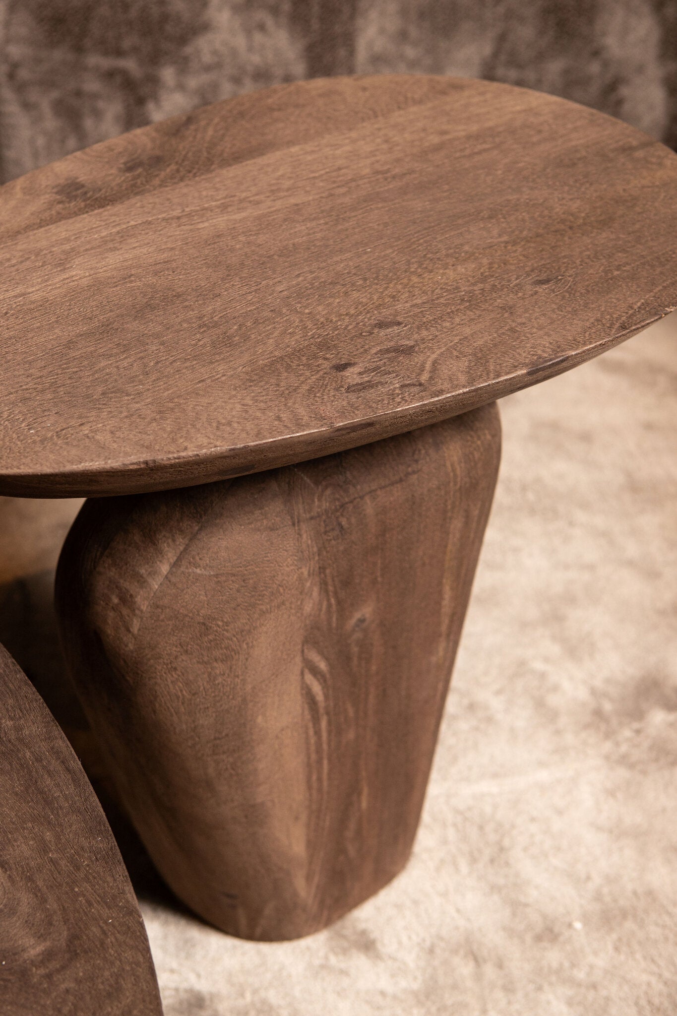 Harshad Brown Mango Wood Side Table Organic PTMD