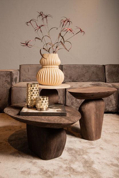 Harshad Brown Mango Wood Side Table Organic PTMD