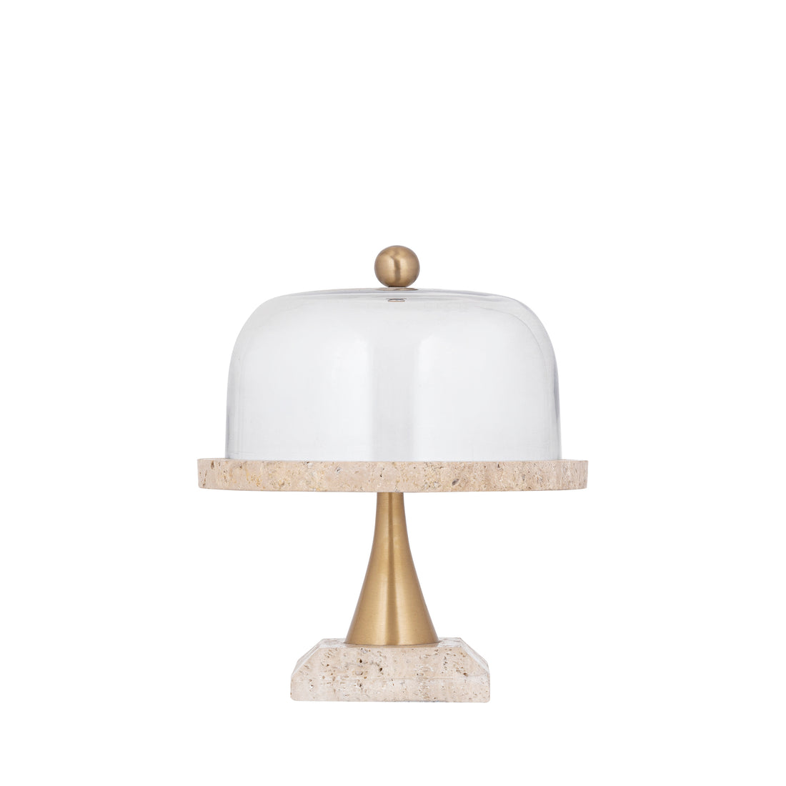 Taartplateau Lyron Naturel Travertin Rond Glas Bell Small PTMD
