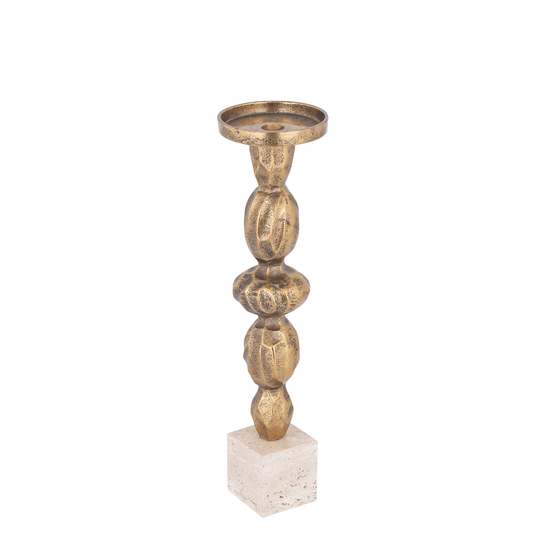 Malines Gold Casted Alu Candleholder On Base L PTMD