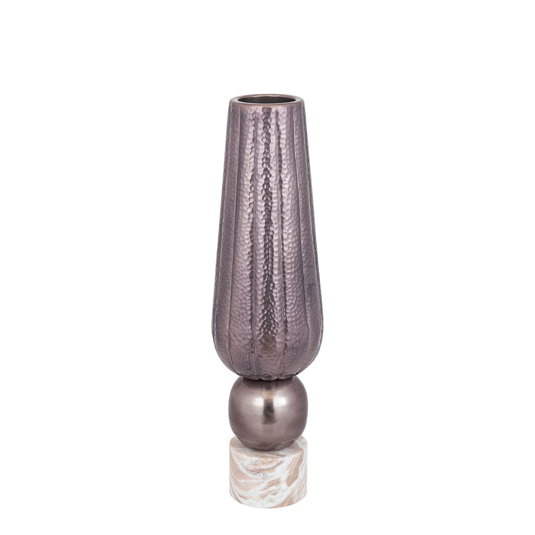 Marive Bronze Alu Sheet Vaas On Marmer Base Rond Dia20xH76cm PTMD