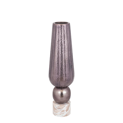 Marive Bronze Alu Sheet Vaas On Marmer Base Rond Dia20xH76cm PTMD