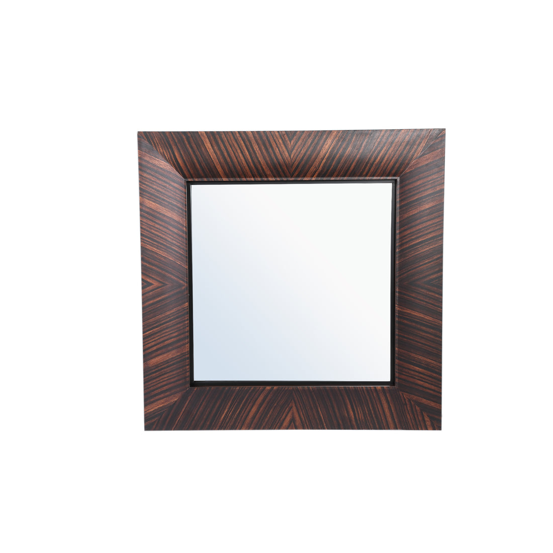Gezzy Brown Wooden Mirror Curl Frame Square 110x7x110cm PTMD