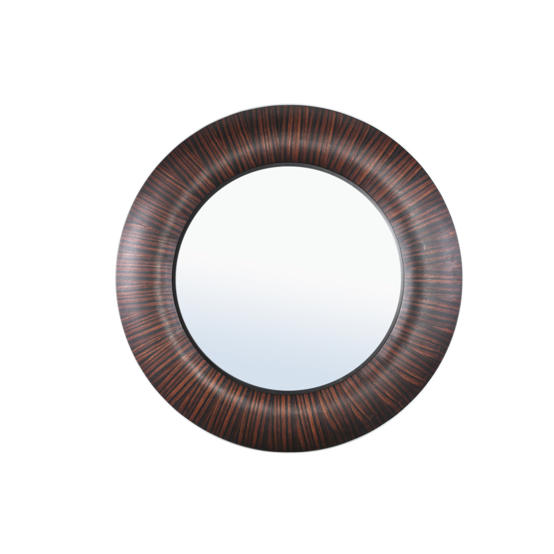 Gezzy Brown Wooden Mirror Thick Frame Round 110.5 x 5.5 x 110.5cm PTMD