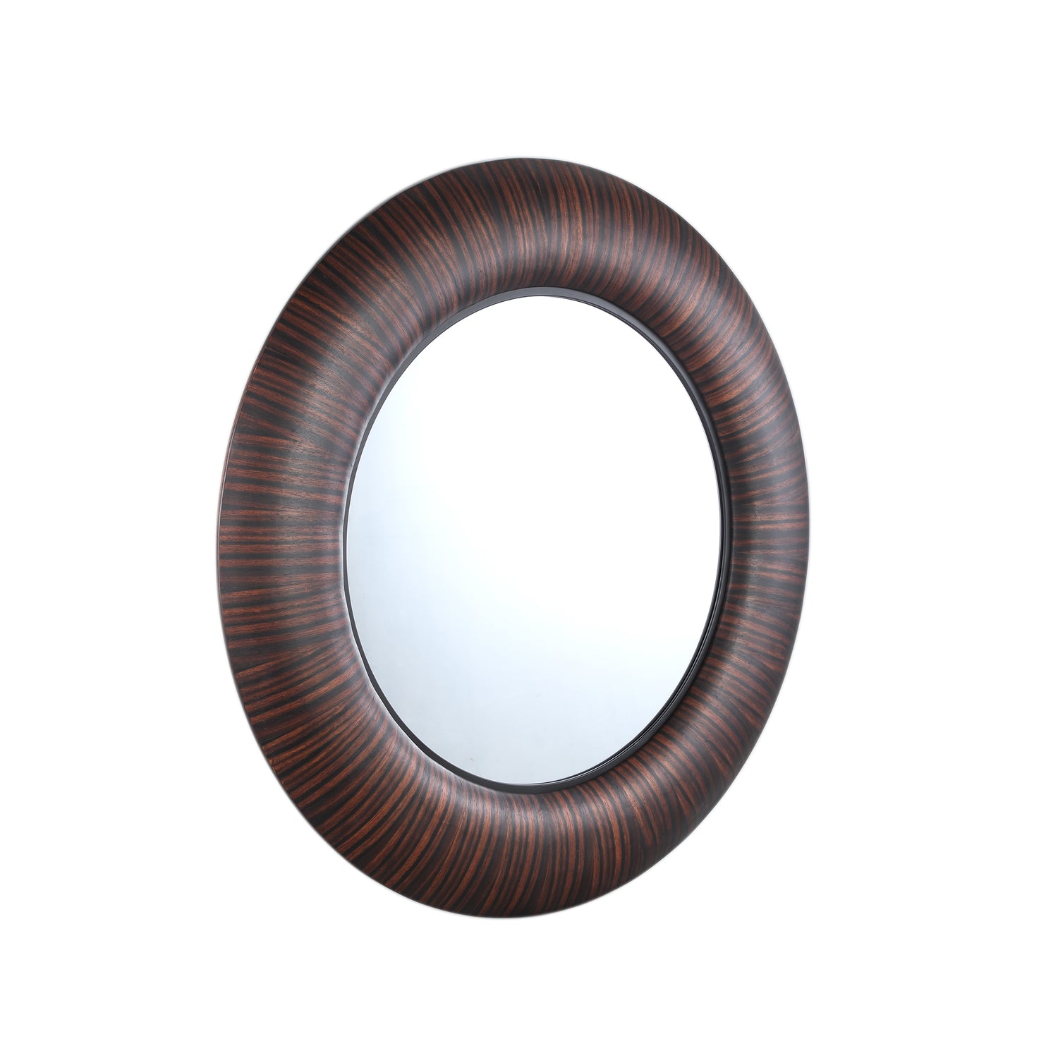 Gezzy Brown Wooden Mirror Thick Frame Round 110.5 x 5.5 x 110.5cm PTMD