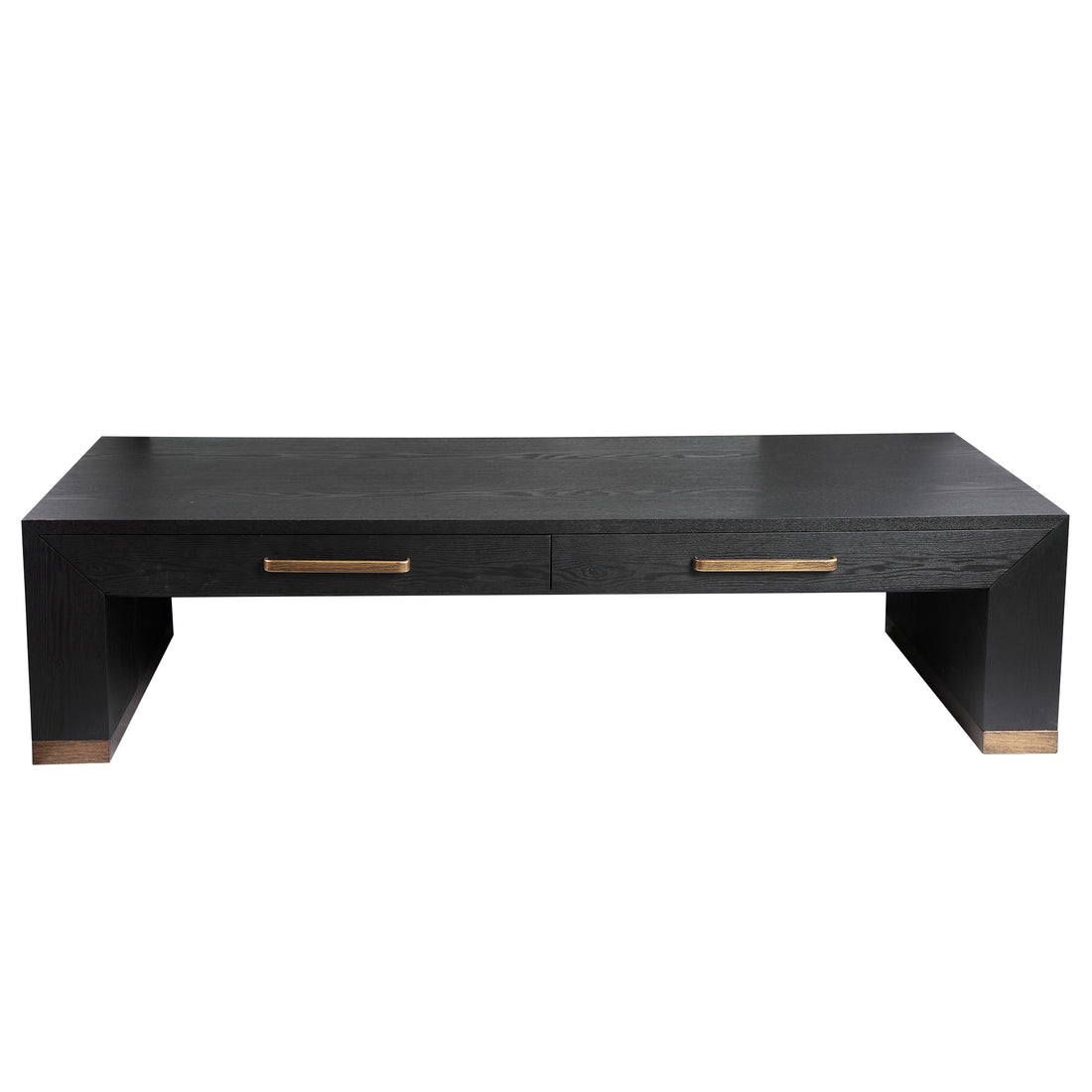 Tiess Black Wooden Veneer Coffeetable 2 Drawers PTMD