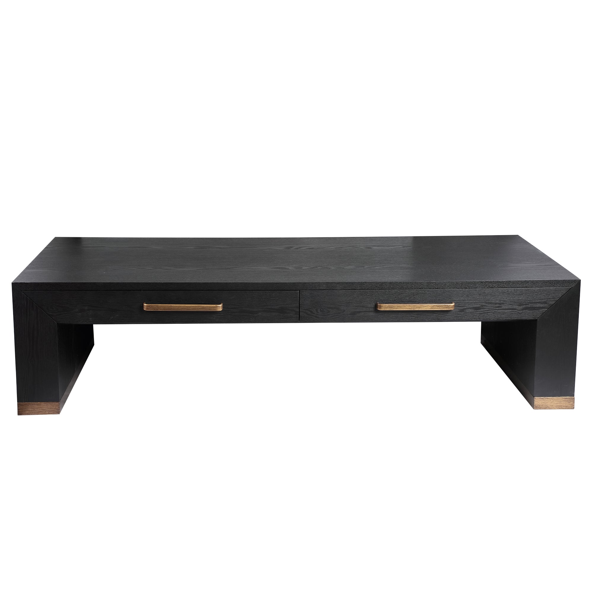 Tiess Black Wooden Veneer Coffeetable 2 Drawers PTMD