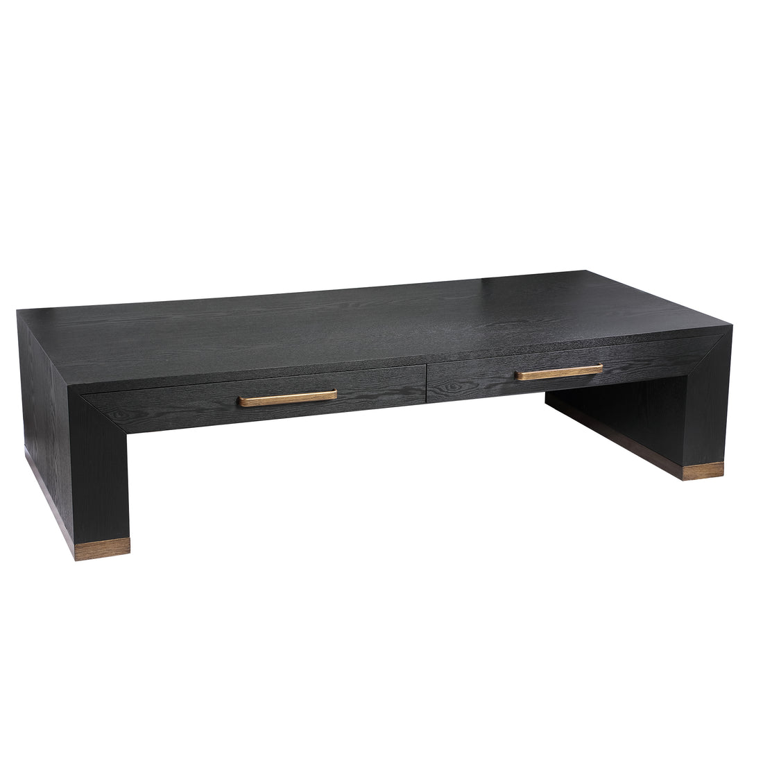 Tiess Black Wooden Veneer Coffeetable 2 Drawers PTMD
