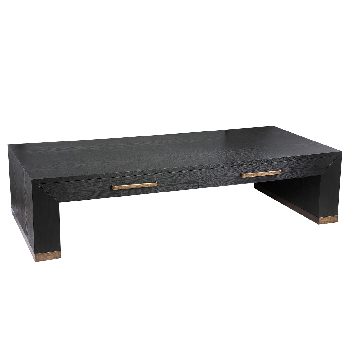 Tiess Black Wooden Veneer Coffeetable 2 Drawers PTMD