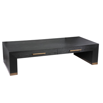 Tiess Black Wooden Veneer Coffeetable 2 Drawers PTMD