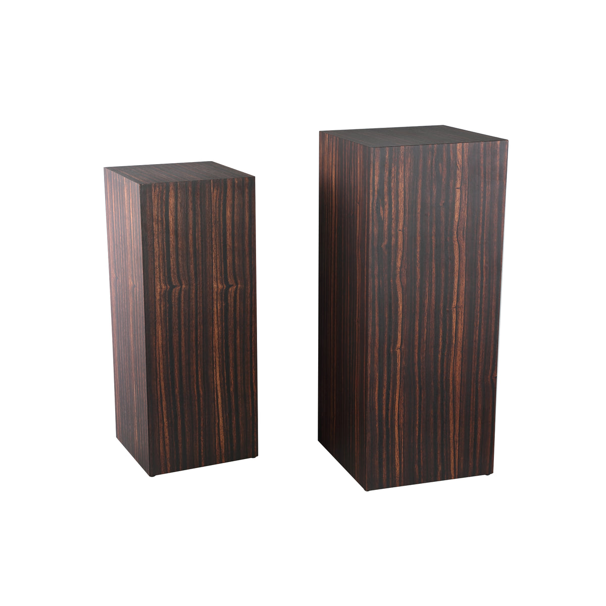 Tiess Brown Wooden Veneer Pedestal Set Of 2 PTMD