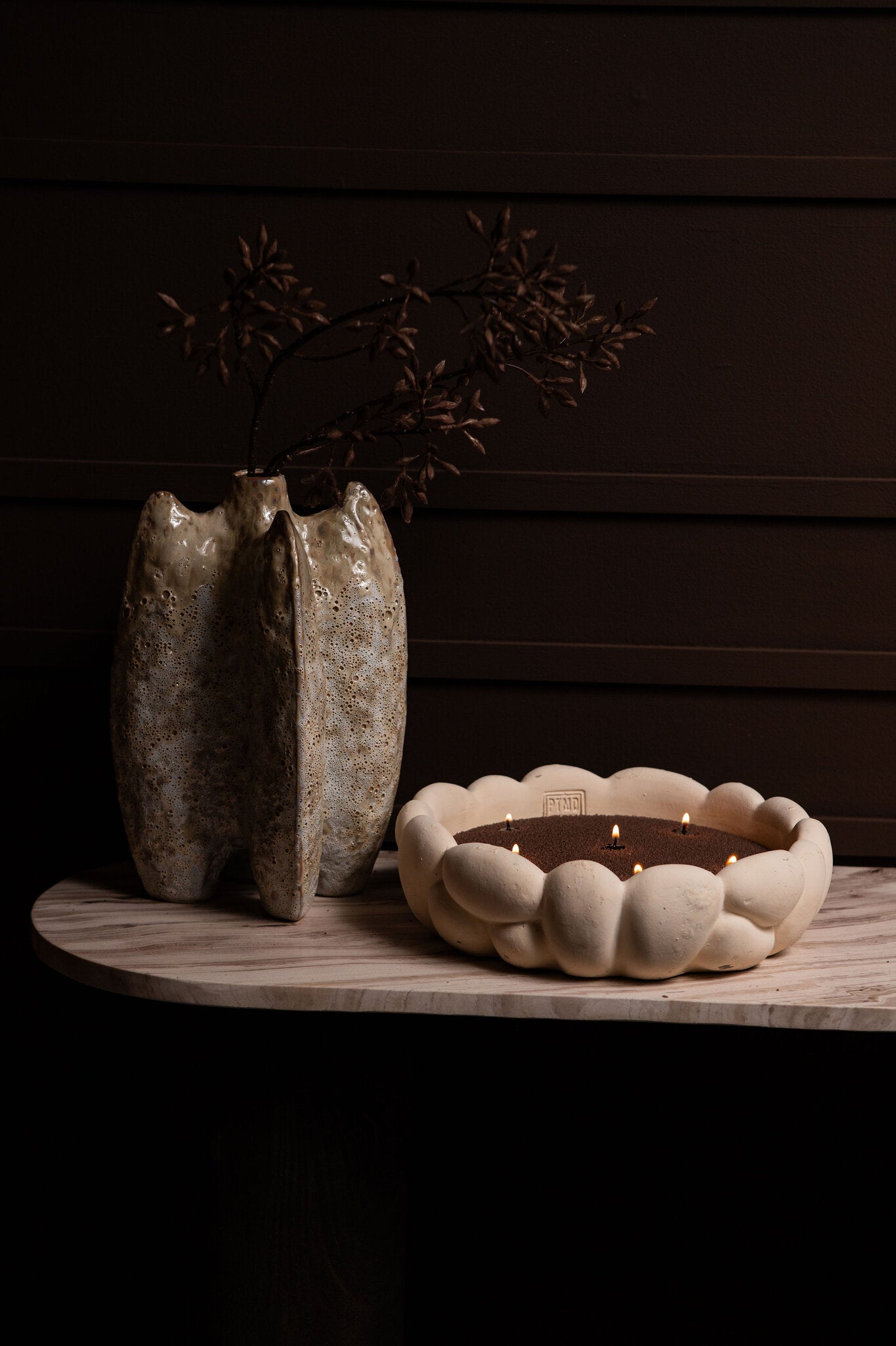 Mikay White Cement Round Smooth Rock Bowl M PTMD