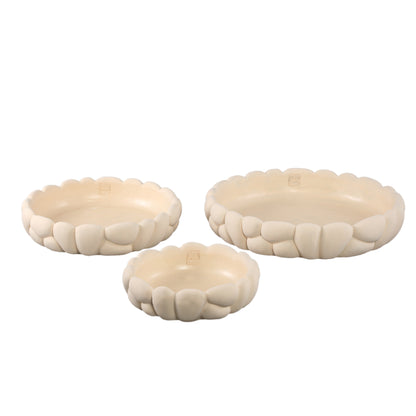 Mikay White Cement Round Smooth Rock Bowl M PTMD