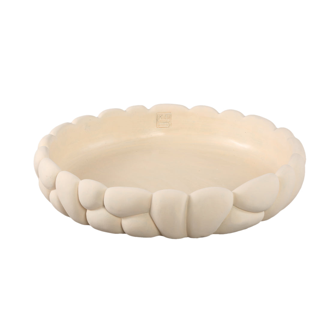 Mikay White Cement Round Smooth Rock Bowl L PTMD