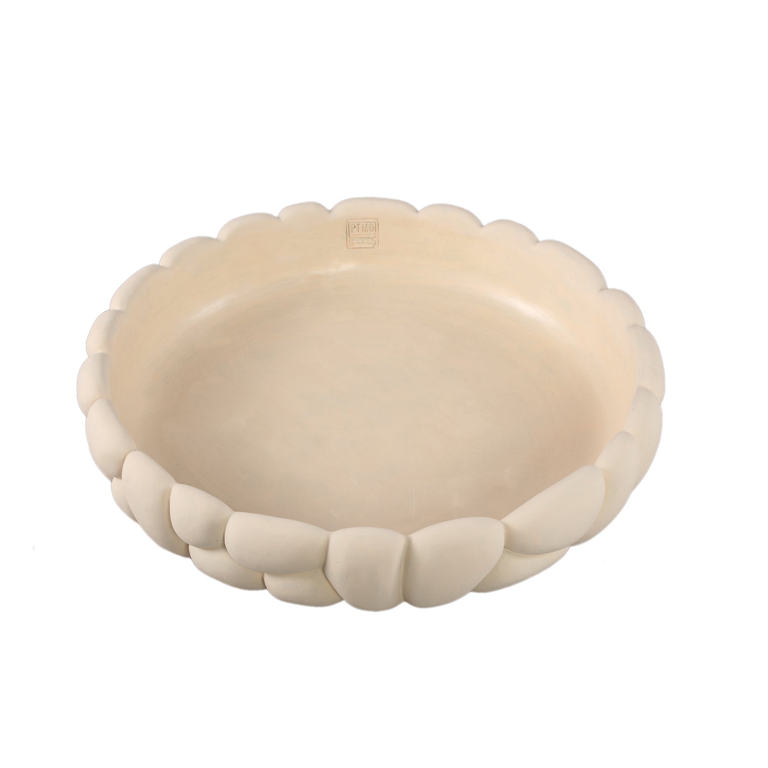 Mikay White Cement Round Smooth Rock Bowl L PTMD