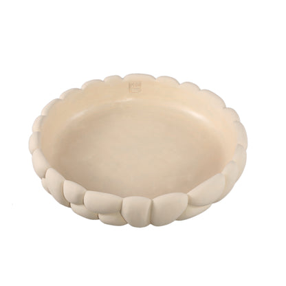 Mikay White Cement Round Smooth Rock Bowl L PTMD