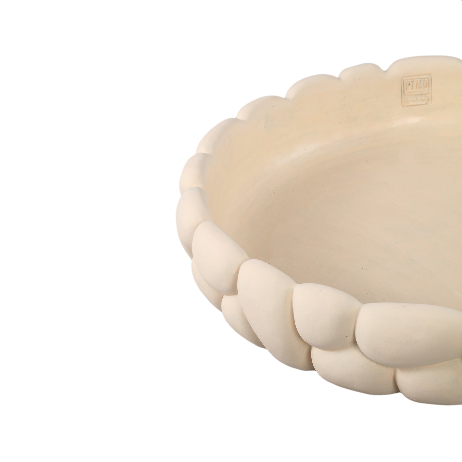 Mikay White Cement Round Smooth Rock Bowl L PTMD