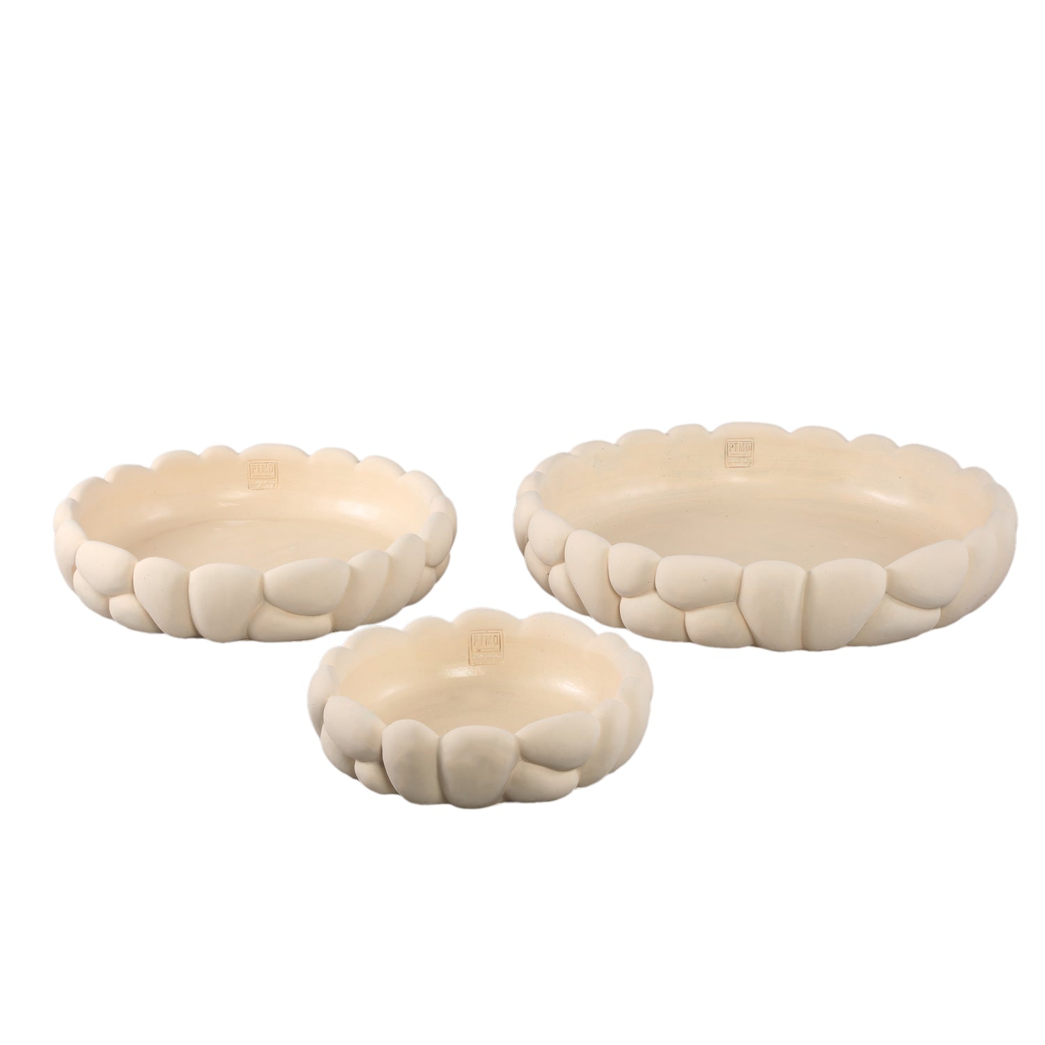 Mikay White Cement Round Smooth Rock Bowl L PTMD