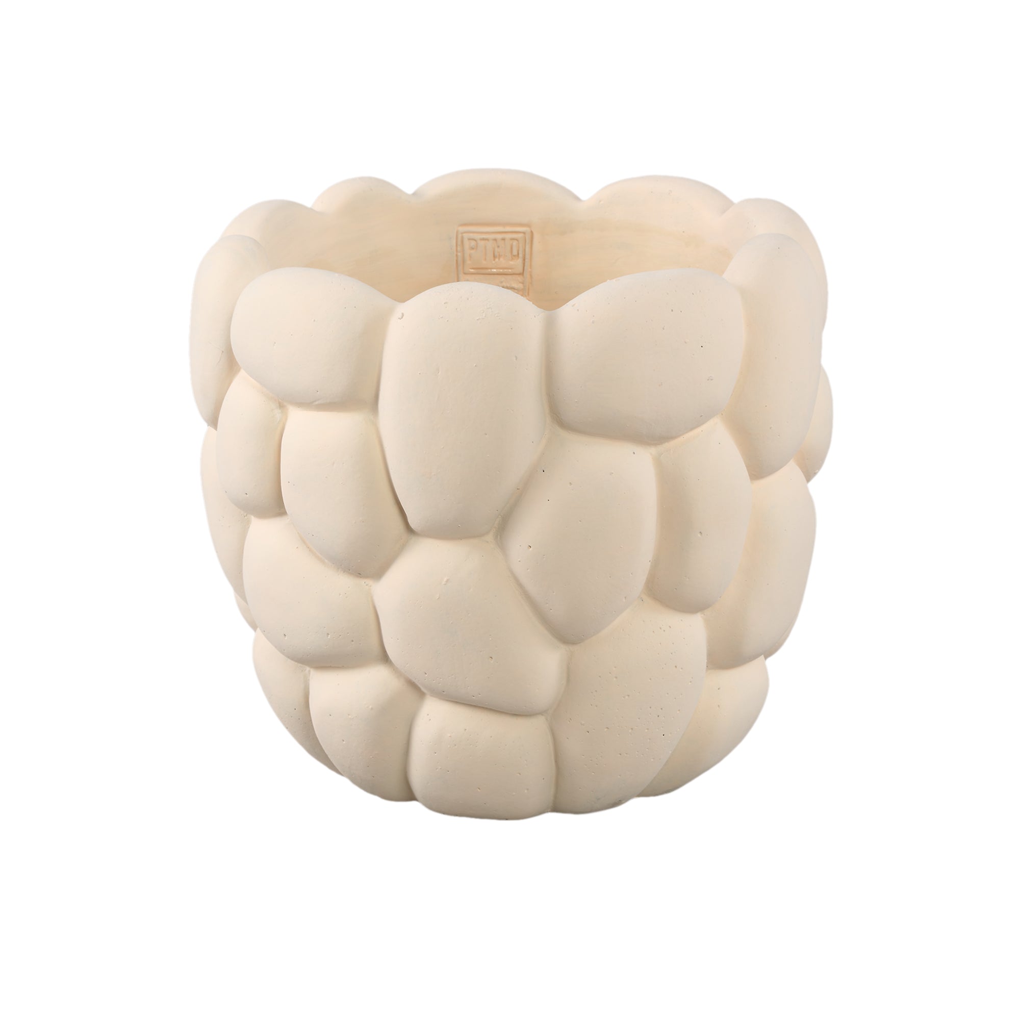 Mikay White Cement Round Smooth Rock Pot XL PTMD