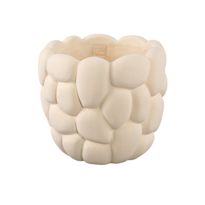 Mikay White Cement Round Smooth Rock Pot XL PTMD