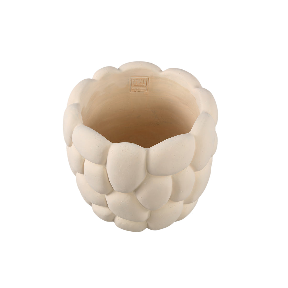 Mikay White Cement Round Smooth Rock Pot XL PTMD