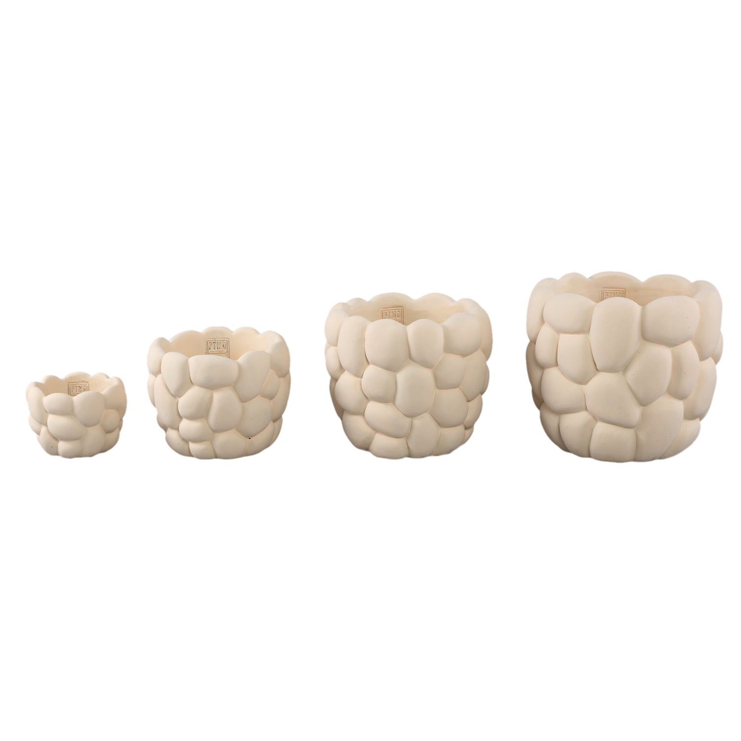 Mikay White Cement Round Smooth Rock Pot XL PTMD