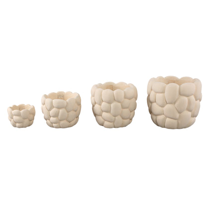 Mikay White Cement Round Smooth Rock Pot XL PTMD