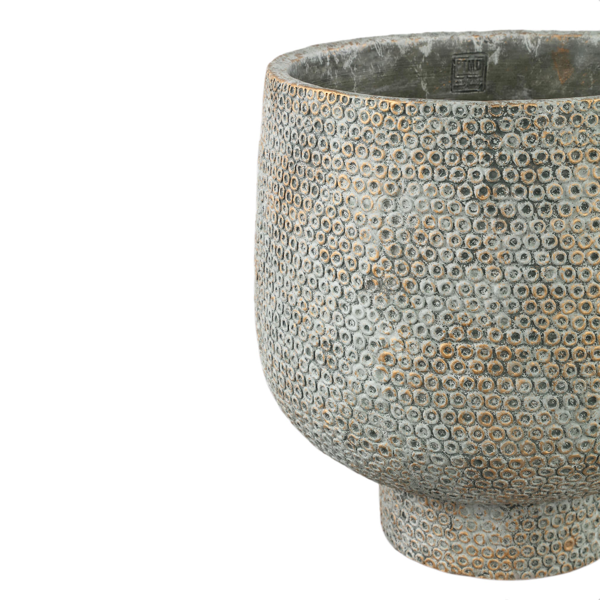 Laim Grey Cement Round Pot Dots Pattern On Base XL Dia30xH30cm PTMD