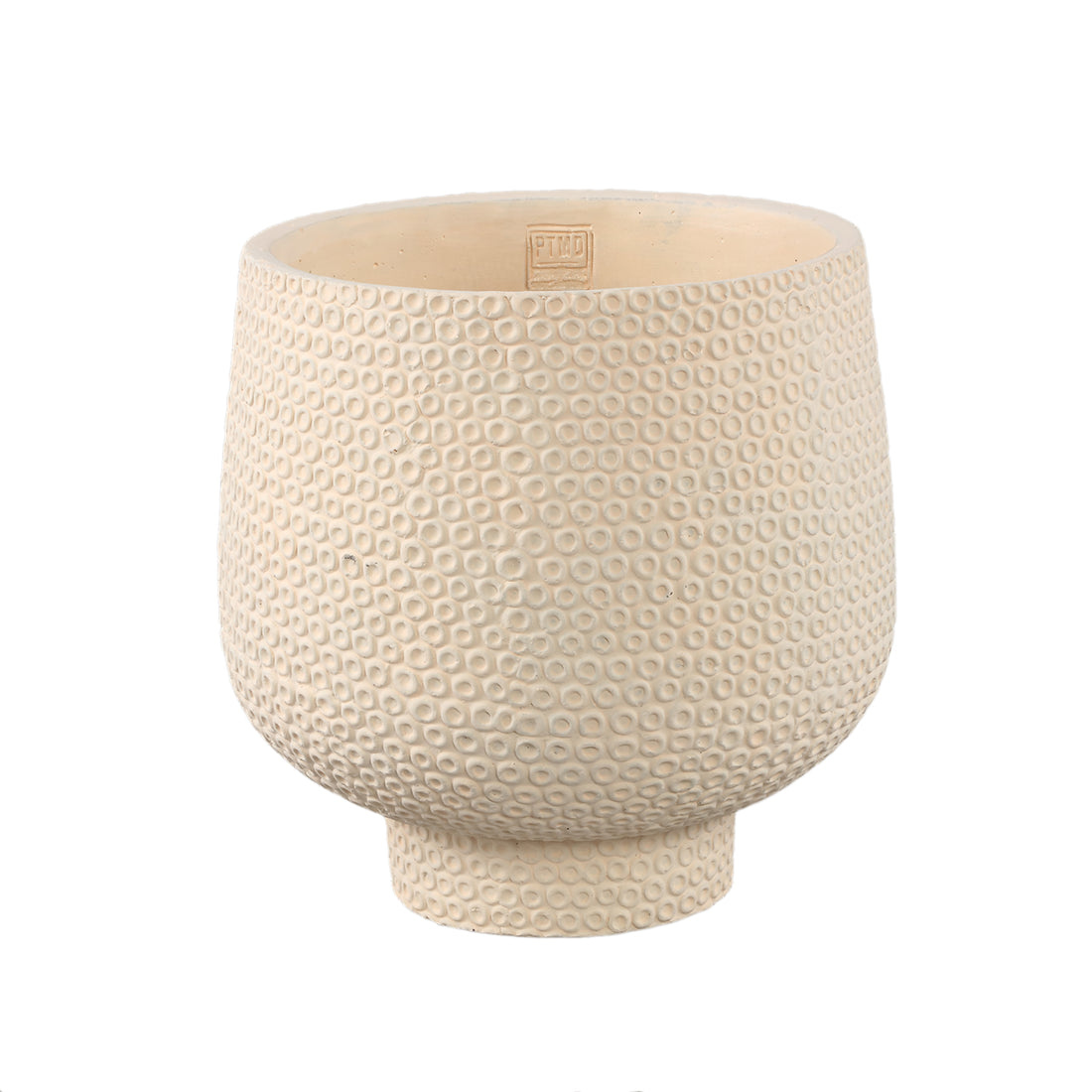 Laim Cream Cement Round Pot Dots Pattern On BaseXL Dia30xH30cm PTMD