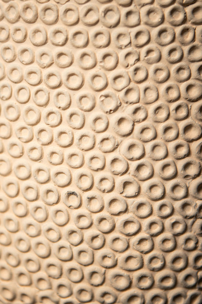 Laim Cream Cement Round Pot Dots Pattern On BaseXL Dia30xH30cm PTMD