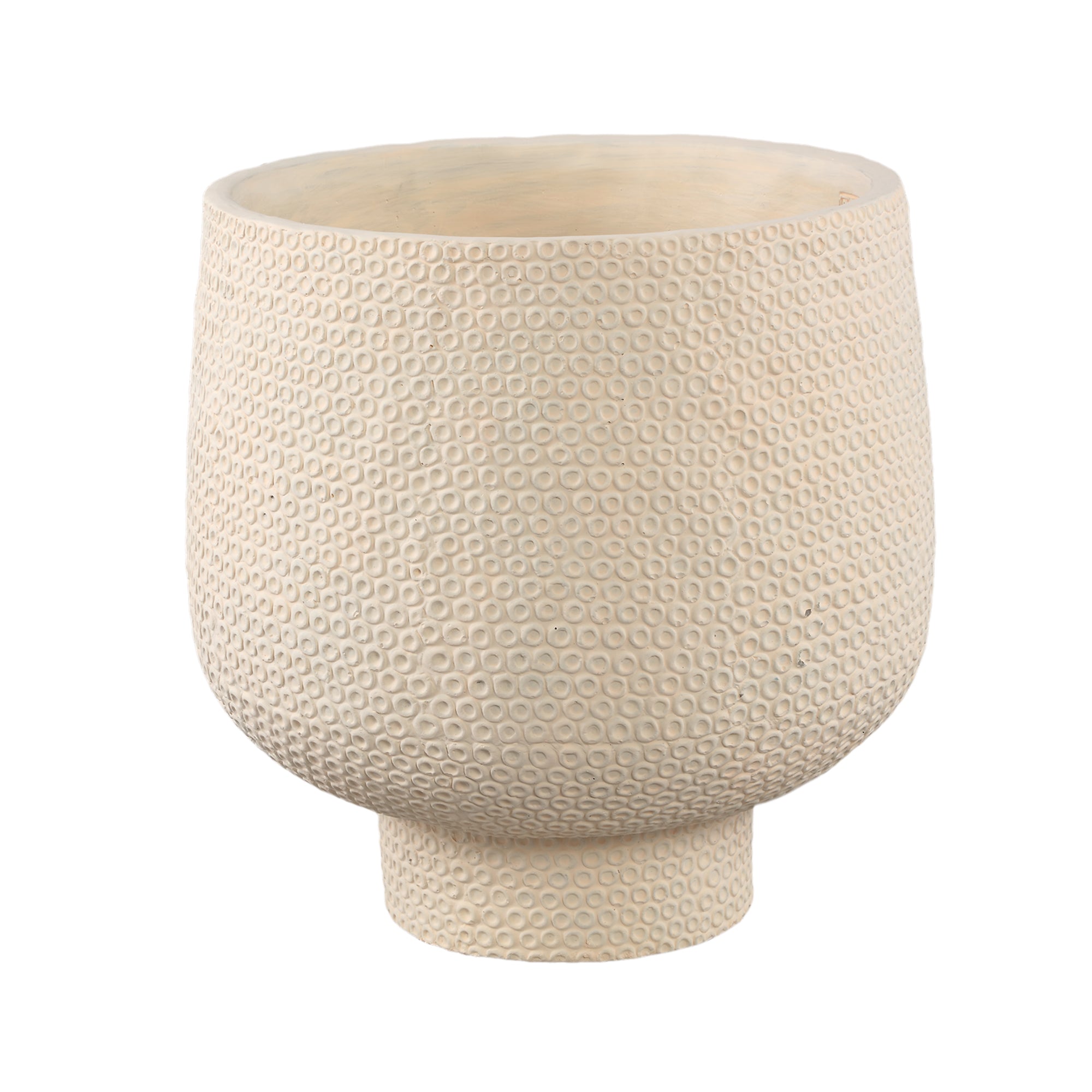 Laim Cream Cement Round Pot Dots Pattern BaseXXL Dia40xH40cm PTMD