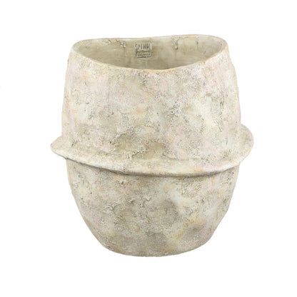Haania Beige Cement Round Pot With Middle Line XXL PTMD
