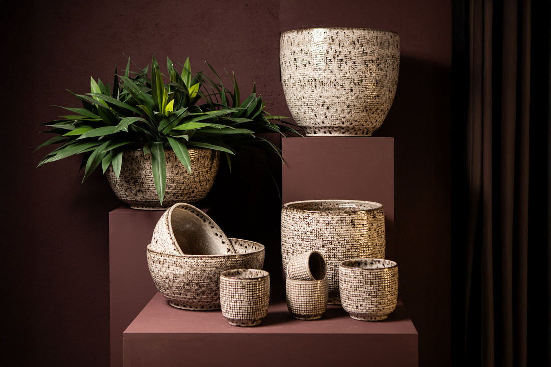 Elana White Round Ceramic Bowl With Grey Pattern L Dia50xH25,5cm PTMD