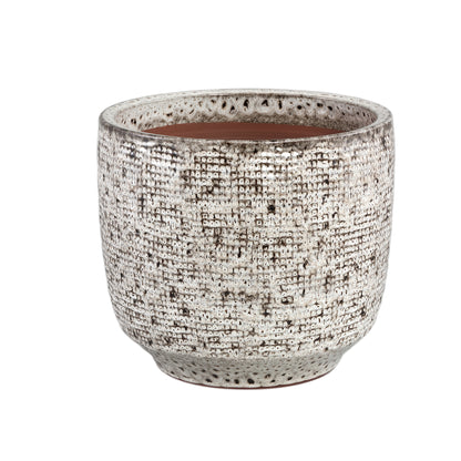 Elana White Round Ceramic Pot With Grey Pattern XL Dia39x35cm PTMD