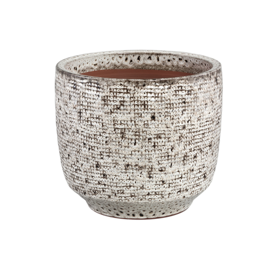 Elana White Round Ceramic Pot With Grey Pattern XL Dia39x35cm PTMD
