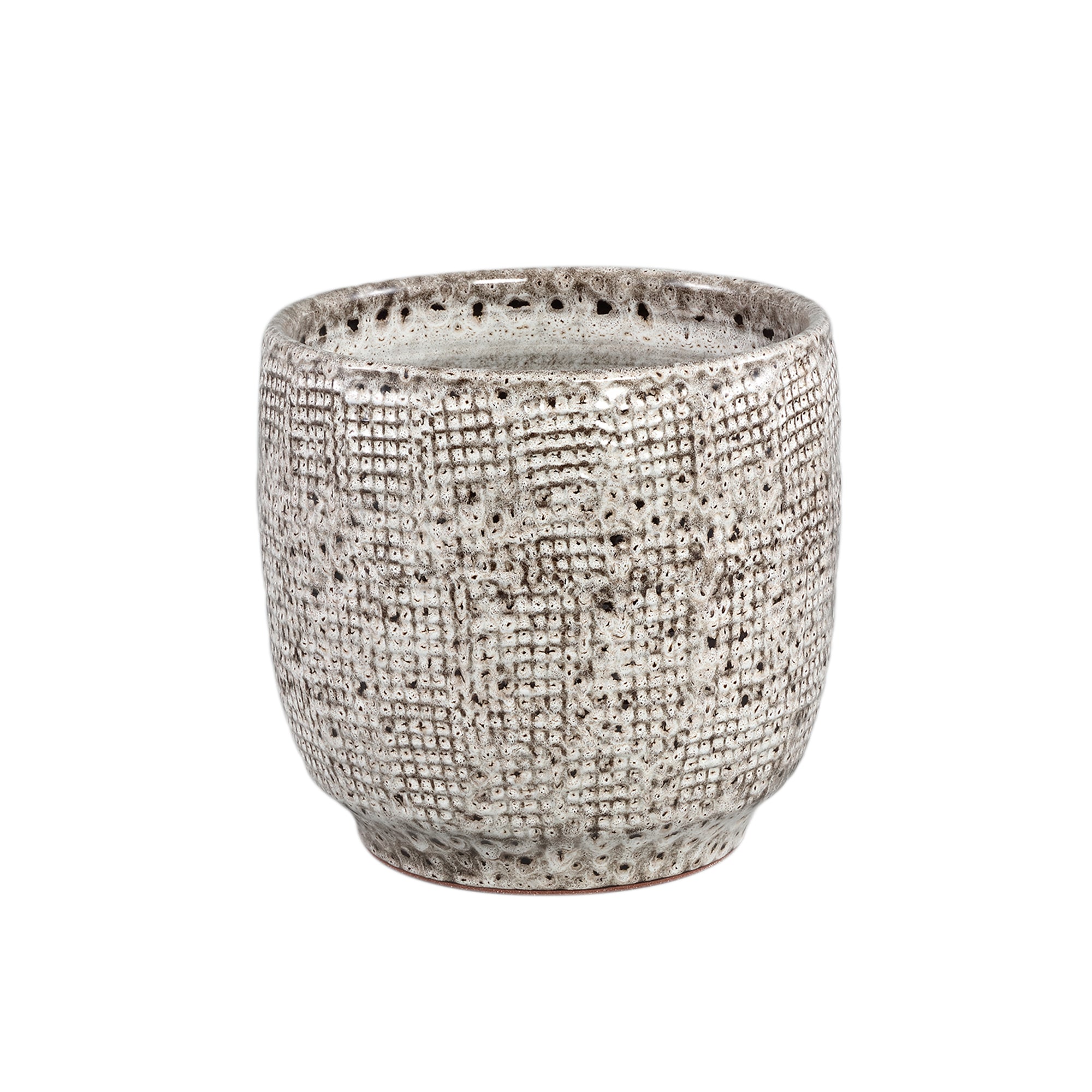 Elana White Round Ceramic Pot With Grey Pattern L dia30xH29cm PTMD