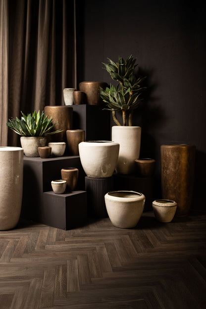 Kyleigh Beige Round Ceramic Pot Smooth High L 35.x58cm PTMD