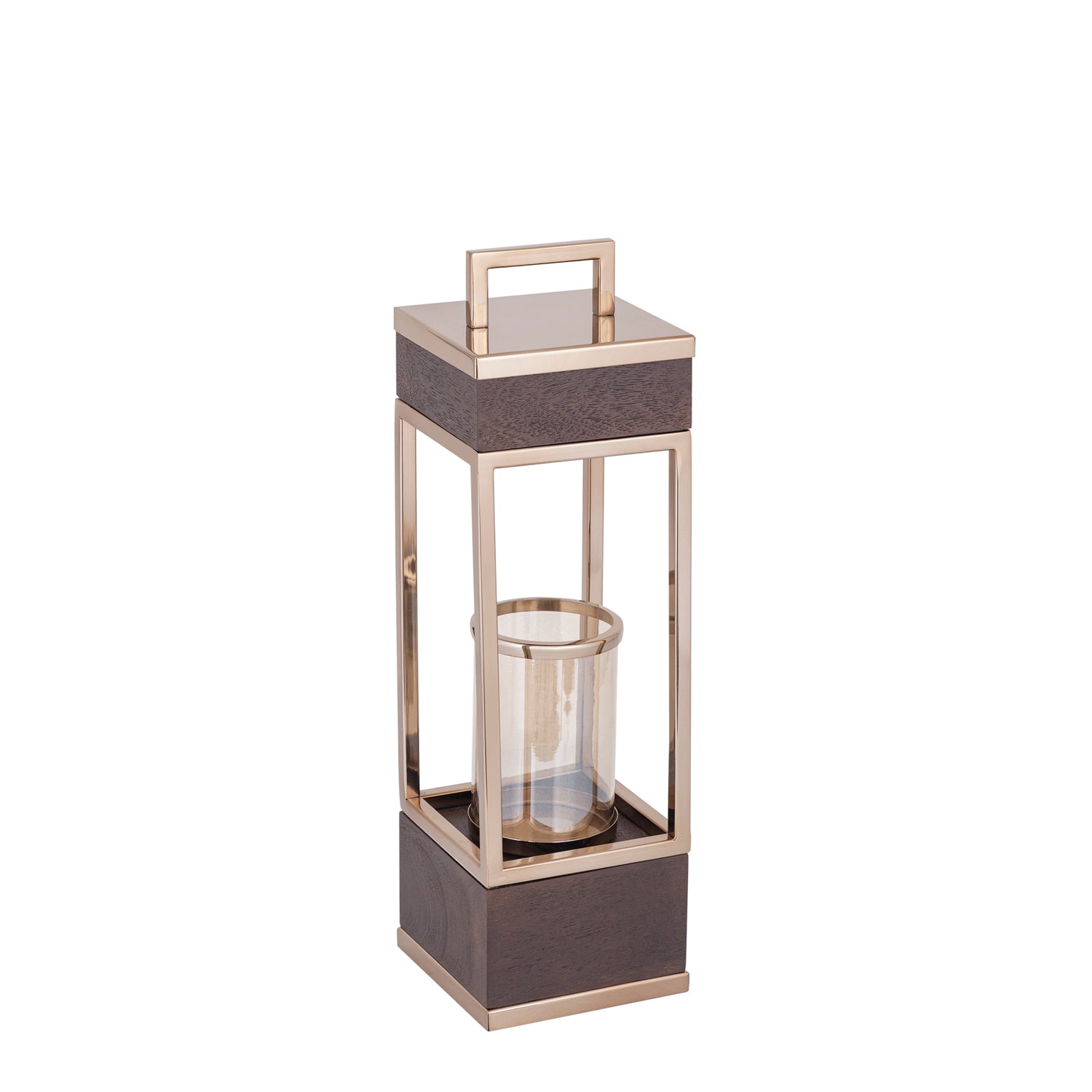 Lantaarn Stanne Bruin Goud Mangohout Staal Klein PTMD