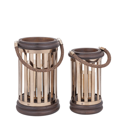 Sjorsh BrownGold Mango Wood St. Steel Lantern S PTMD